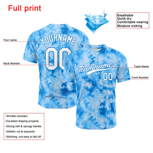 Camiseta de béisbol con dise?o personalizado de estampado completo y te?ido anudado