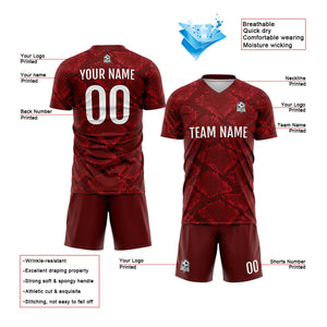 Conjunto personalizado de camiseta de uniforme rojo oscuro para niños y adultos