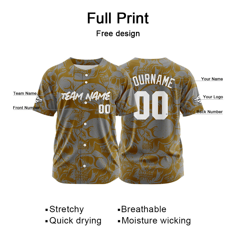 Camiseta de béisbol personalizada para hombres mujeres ni?os y jóvenes con bordados e impresión en color marrón y gris