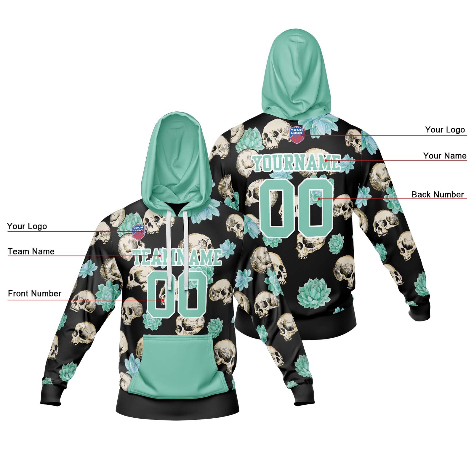 Sudadera con capucha degradada personalizada para hombre-mujer-niña o niño Imprime tu logotipo-nombre y número