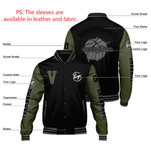 Chaquetas universitarias personalizadas en color negro y verde oliva para hombres & mujeres y jóvenes & Chaquetas Letterman personalizadas