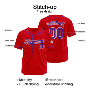 Camiseta de béisbol personalizada con diseño bordado & estilo hip hop & color rojo y morado