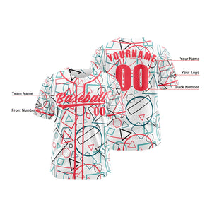 Camiseta de béisbol personalizada blanca y rosa con botones para hombre mujer adulto y joven Estampado de nombre número y logotipo