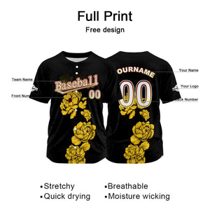 Camiseta de béisbol negra personalizada con nombre número y logotipo personalizados