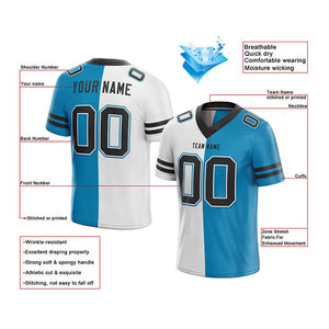 custom authentic split fashion football jersey blue-white-black mesh