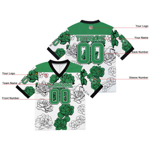 Camiseta de fútbol personalizada con nombre y número del equipo impresos y bordados-color verde