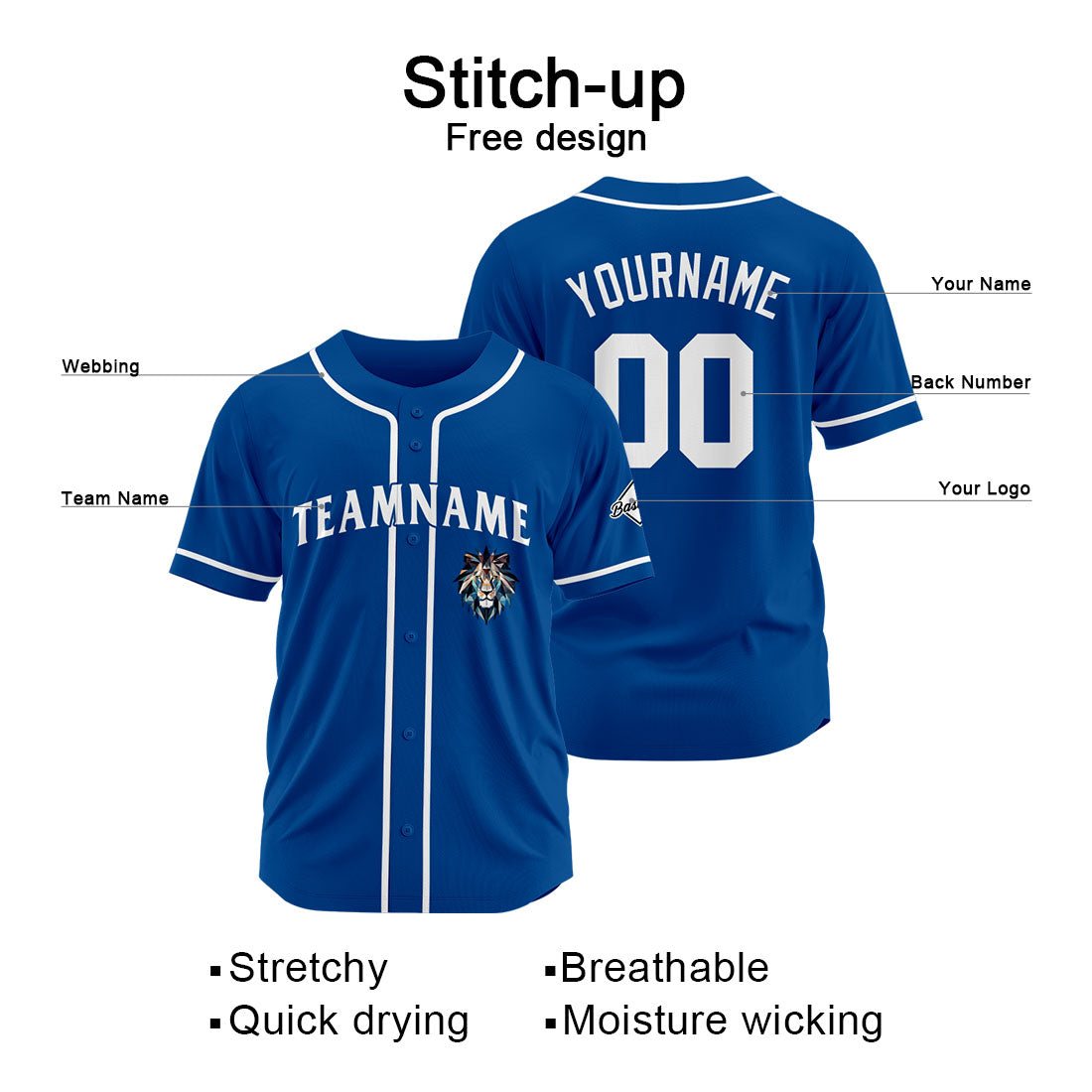 Uniformes de béisbol personalizados de alta calidad para adultos y niños & optimizados para el rendimiento Color azul rey