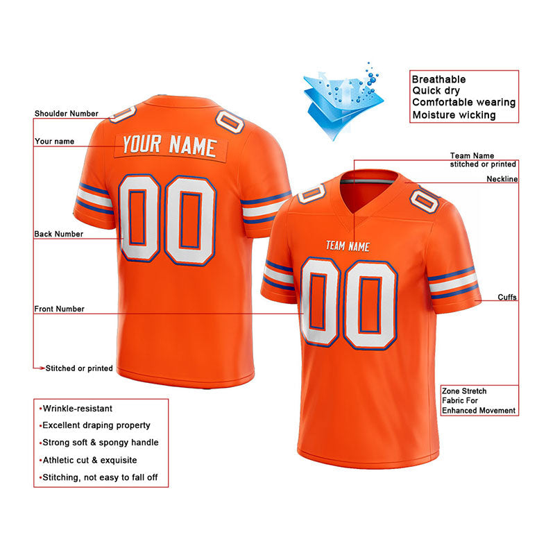 customized  authentic football jersey orange-white-royal mesh