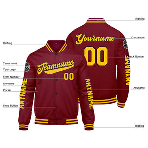 Chaquetas universitarias personalizadas de color amarillo carmesí para hombres & mujeres y jóvenes & Chaquetas tipo Letterman personalizadas