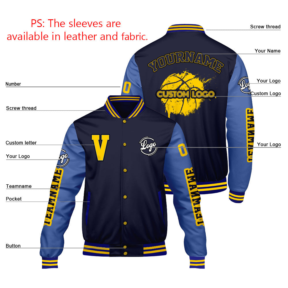 Chaquetas universitarias azul marino personalizadas para hombres & mujeres y jóvenes & Chaquetas tipo letterman personalizadas