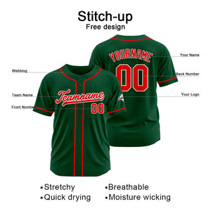 Camiseta de béisbol personalizada con diseño bordado & estilo hip hop & color verde oscuro-rojo