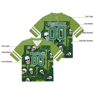 Camiseta de fútbol personalizada con nombre y número del equipo bordados a mano -Verde girasol