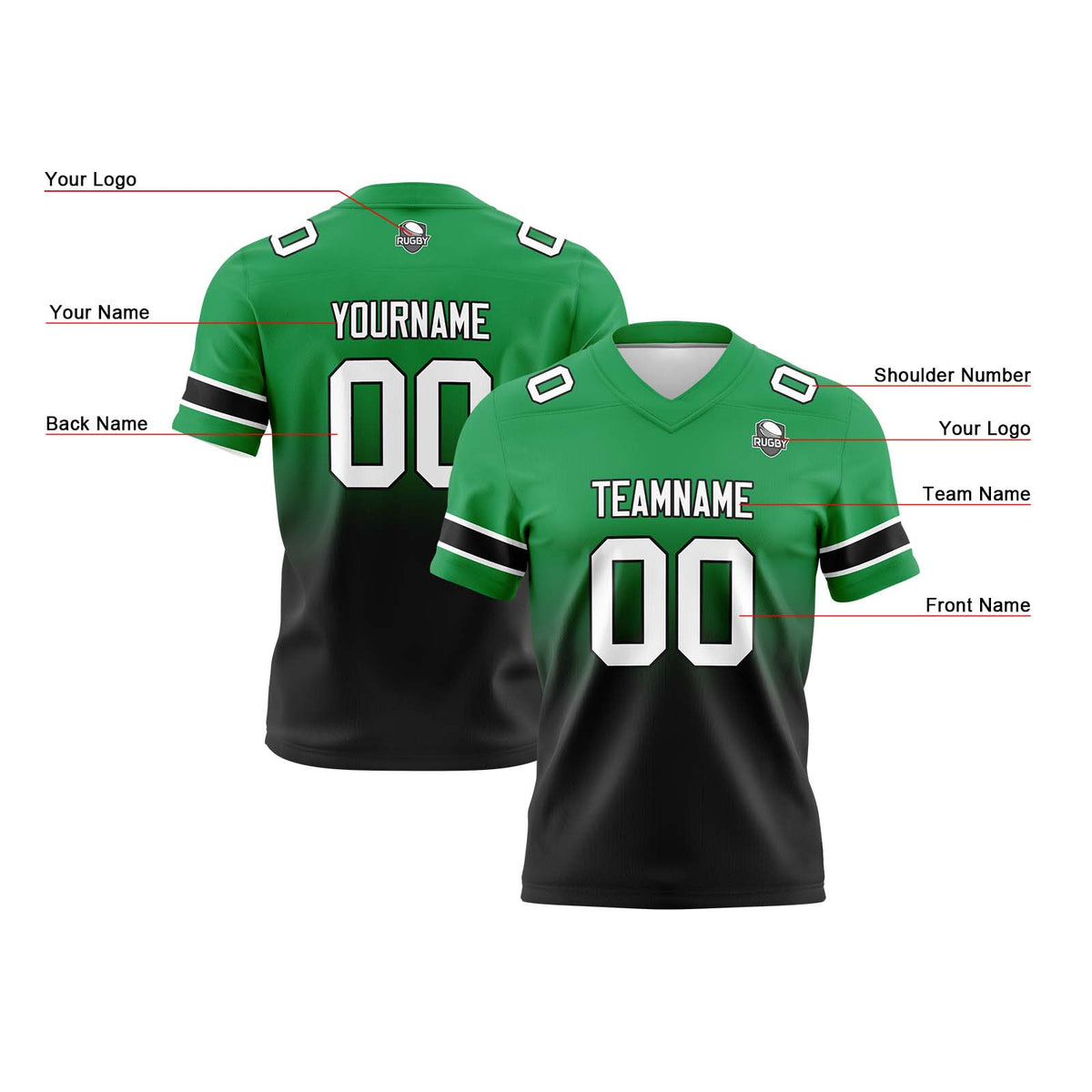 Camisetas de fútbol personalizadas con degradado-nombre-número y logotipo para adultos-niños y equipos