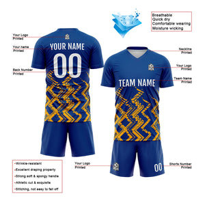 Conjunto personalizado de camiseta de fútbol azul y naranja para niños y adultos