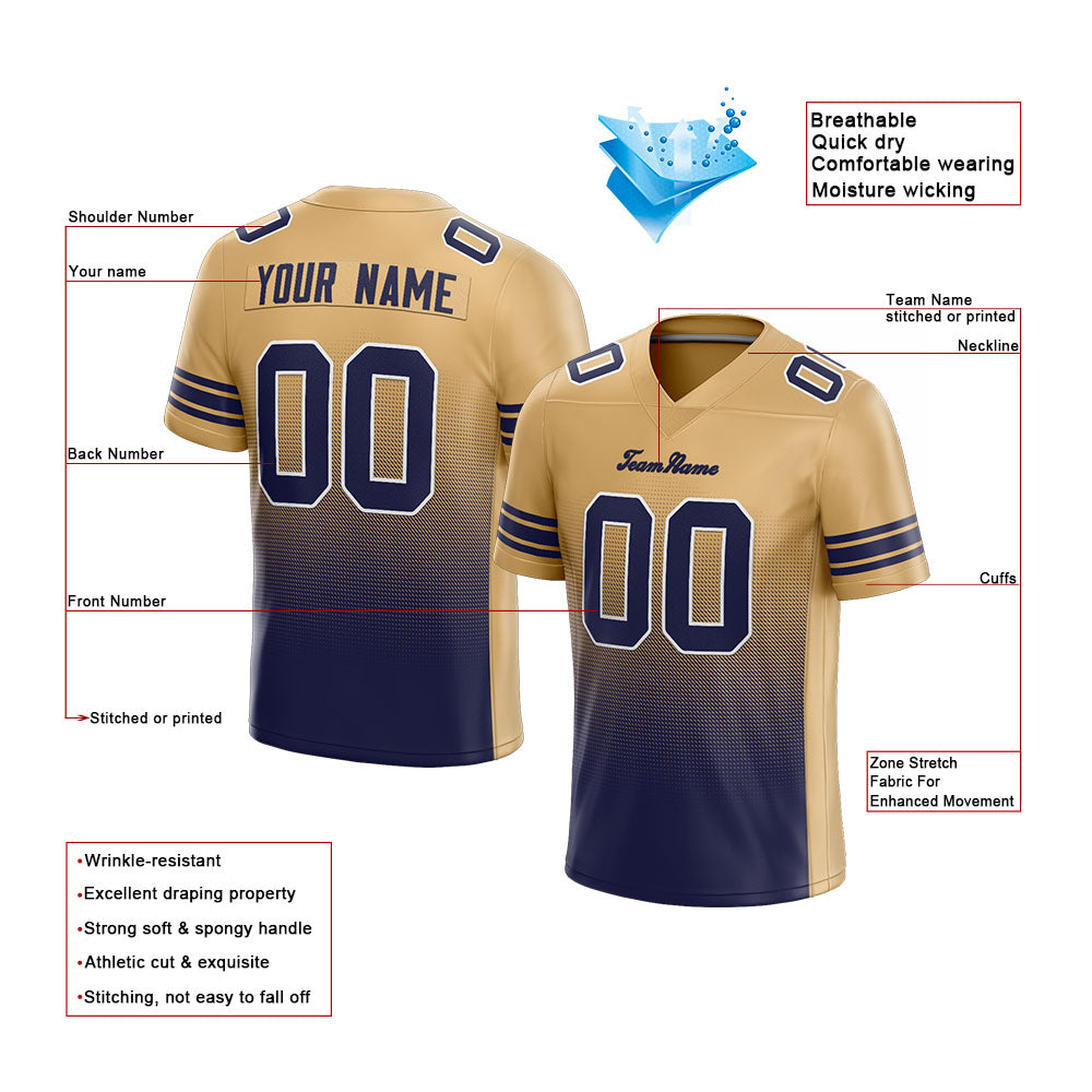 custom authentic gradient fashion football jersey gold-navy