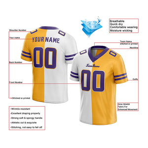 custom authentic split fashion football jersey purple-yellow-white mesh