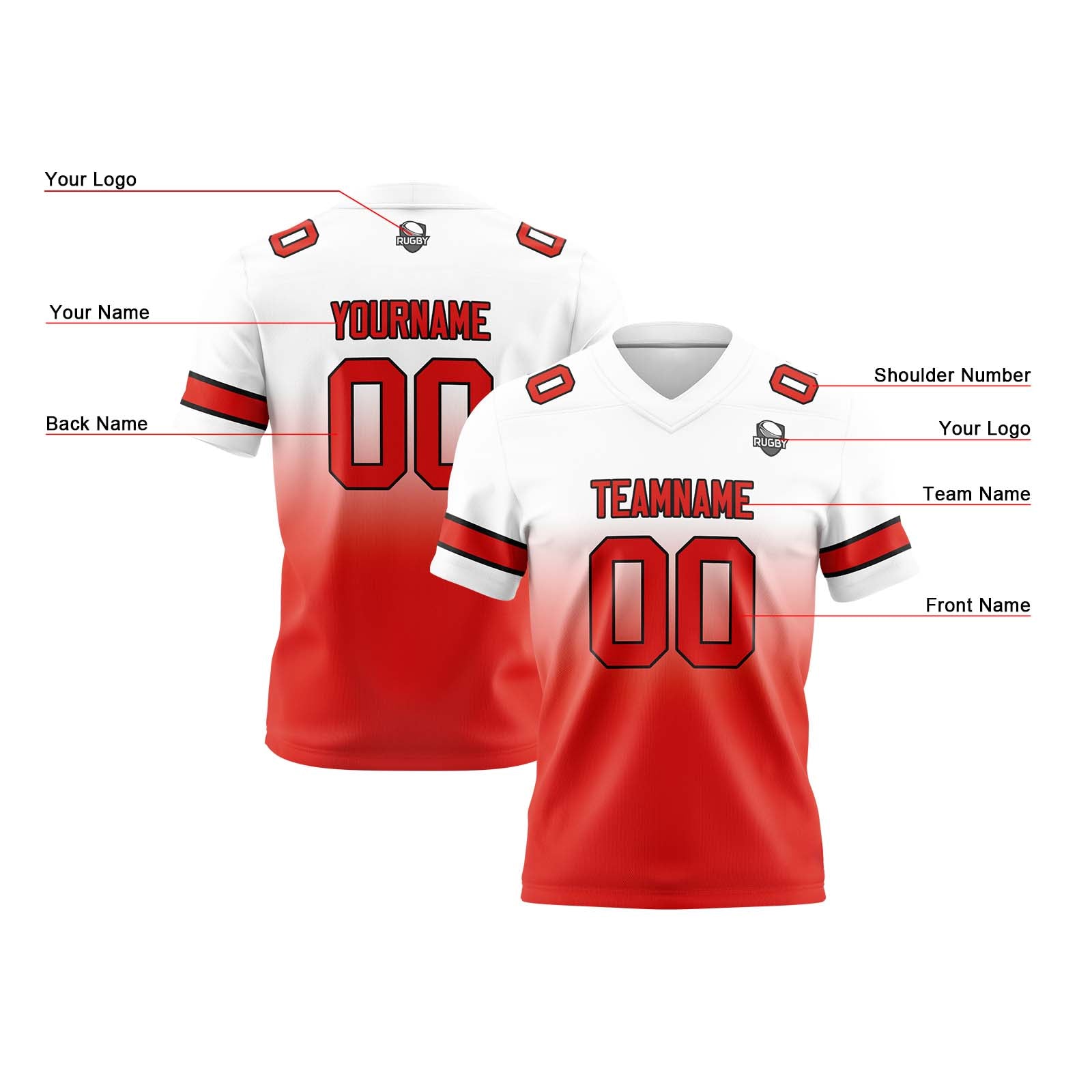 Camisetas de fútbol personalizadas con degradado-nombre-número y logotipo para adultos-niños y equipos