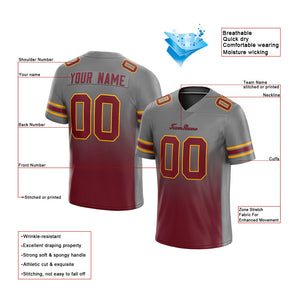 custom authentic gradient fashion football jersey gray-burgundy