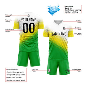 Uniforme de fútbol personalizado para niños y adultos & conjunto personalizado en verde & amarillo y blanco