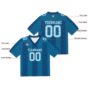 Camiseta de fútbol personalizada con nombre y número del equipo impresos y bordados-color azul marino