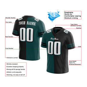 custom authentic split fashion football jersey black-midnight green