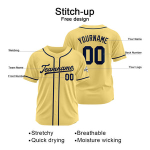 Camiseta de béisbol personalizada con diseño bordado & estilo hip hop & color dorado y azul marino