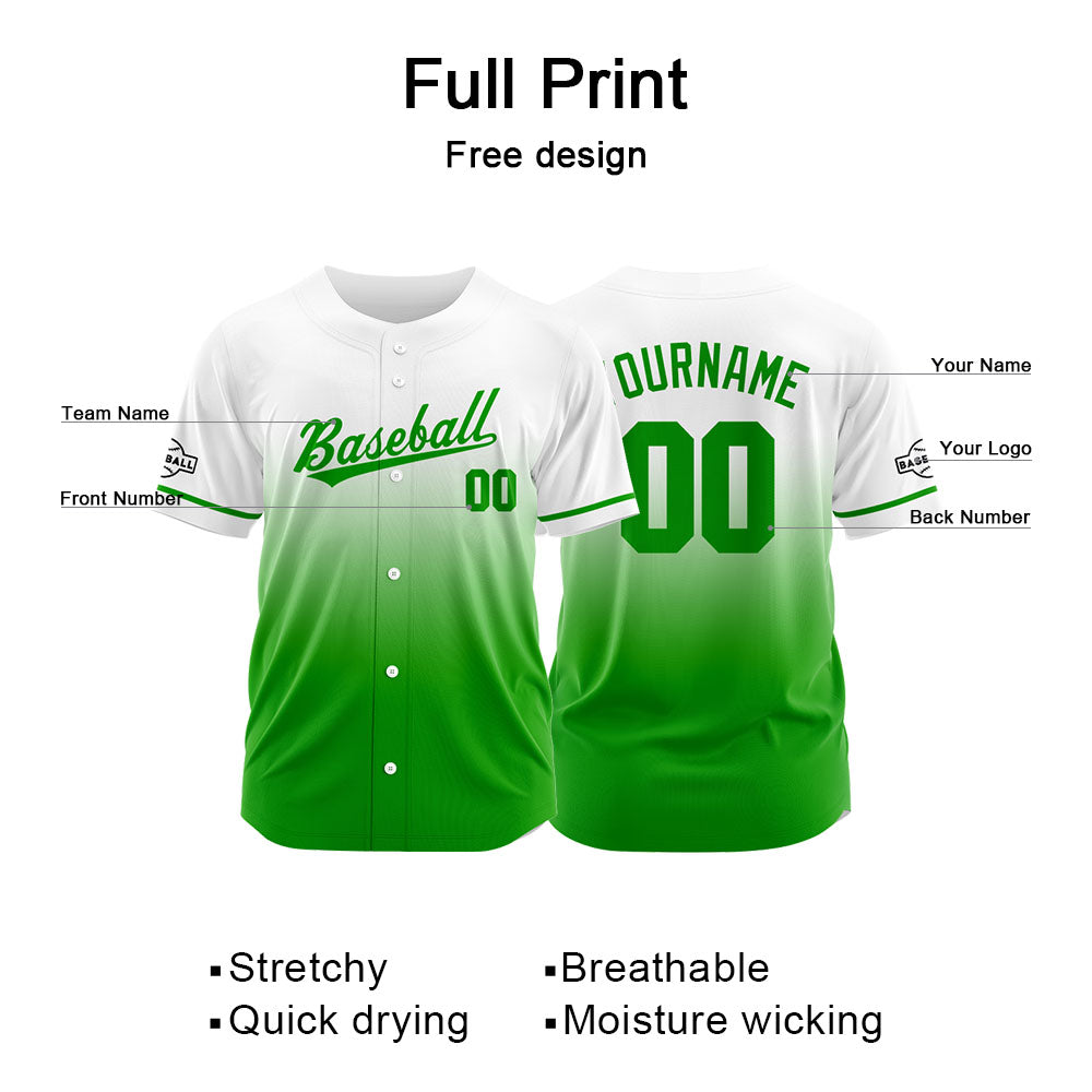 Dise?o personalizado de camiseta de béisbol verde con estampado completo