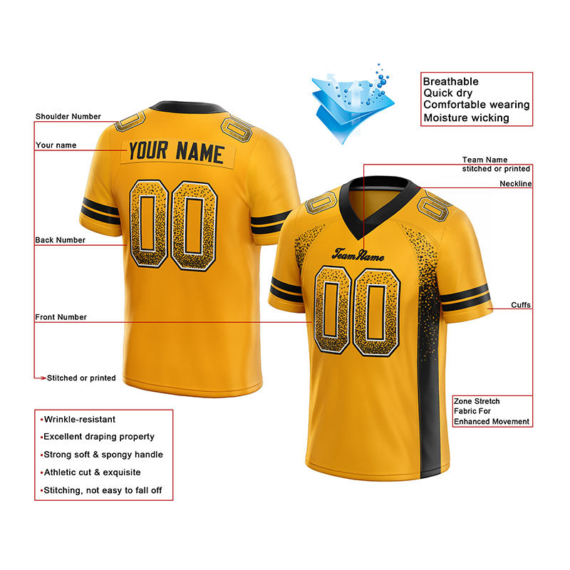 custom authentic drift fashion football jersey yellow-black mesh