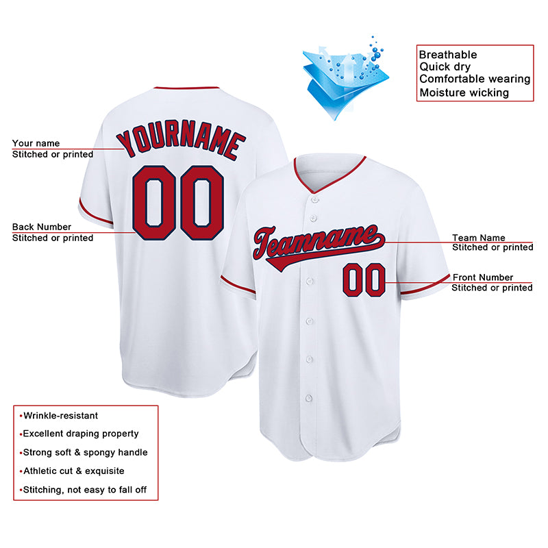 customized authentic baseball jersey red white -black mesh
