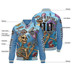 Chaquetas universitarias azul claro personalizadas para hombres & mujeres y jóvenes & Chaquetas Letterman personalizadas