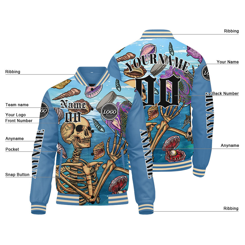 Chaquetas universitarias azul claro personalizadas para hombres & mujeres y jóvenes & Chaquetas Letterman personalizadas
