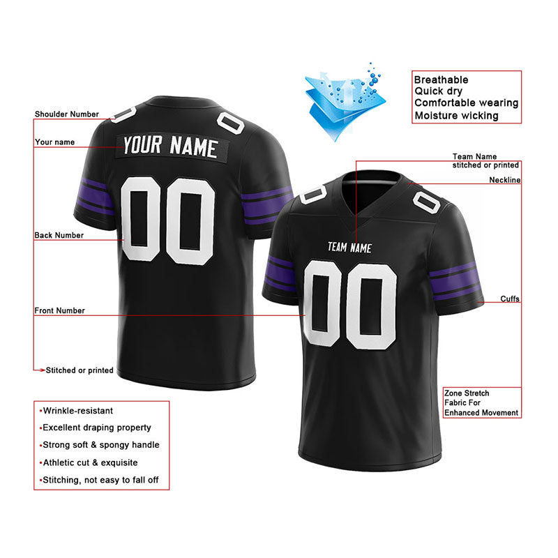 customized  authentic football jersey black-purple-white