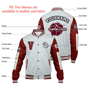 Chaquetas universitarias personalizadas en gris burdeos para hombres & mujeres y jóvenes & Chaquetas Letterman personalizadas