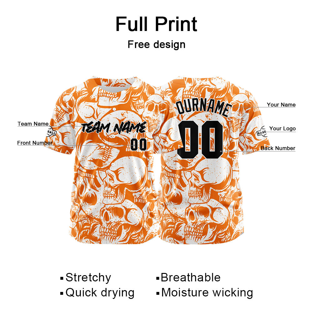 Camiseta de béisbol personalizada para hombres mujeres ni?os y jóvenes con bordados e impresión en naranja y blanco