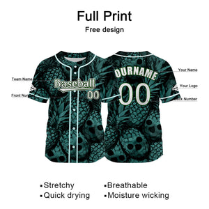 Camiseta de béisbol verde personalizada con nombre número y logotipo personalizados