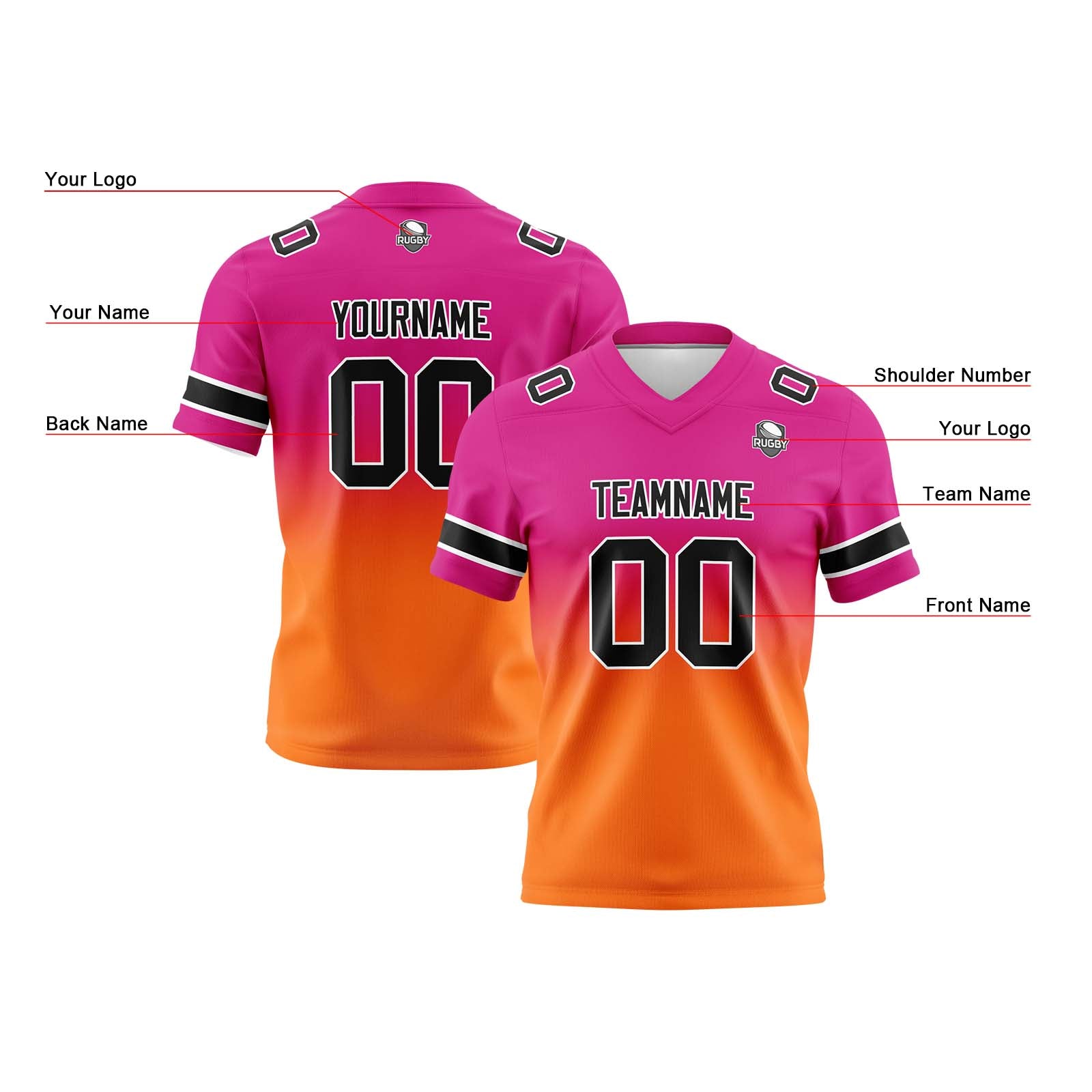 Camisetas de fútbol personalizadas con degradado-nombre-número y logotipo para adultos-niños y equipos