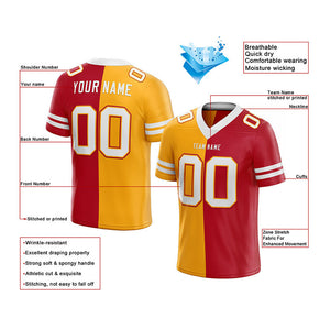 custom authentic split fashion football jersey red-yellow-white mesh