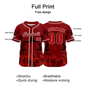 Camiseta de béisbol roja personalizada con nombre número y logotipo personalizados