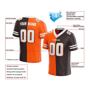 custom authentic split fashion football jersey orange-white-brown mesh