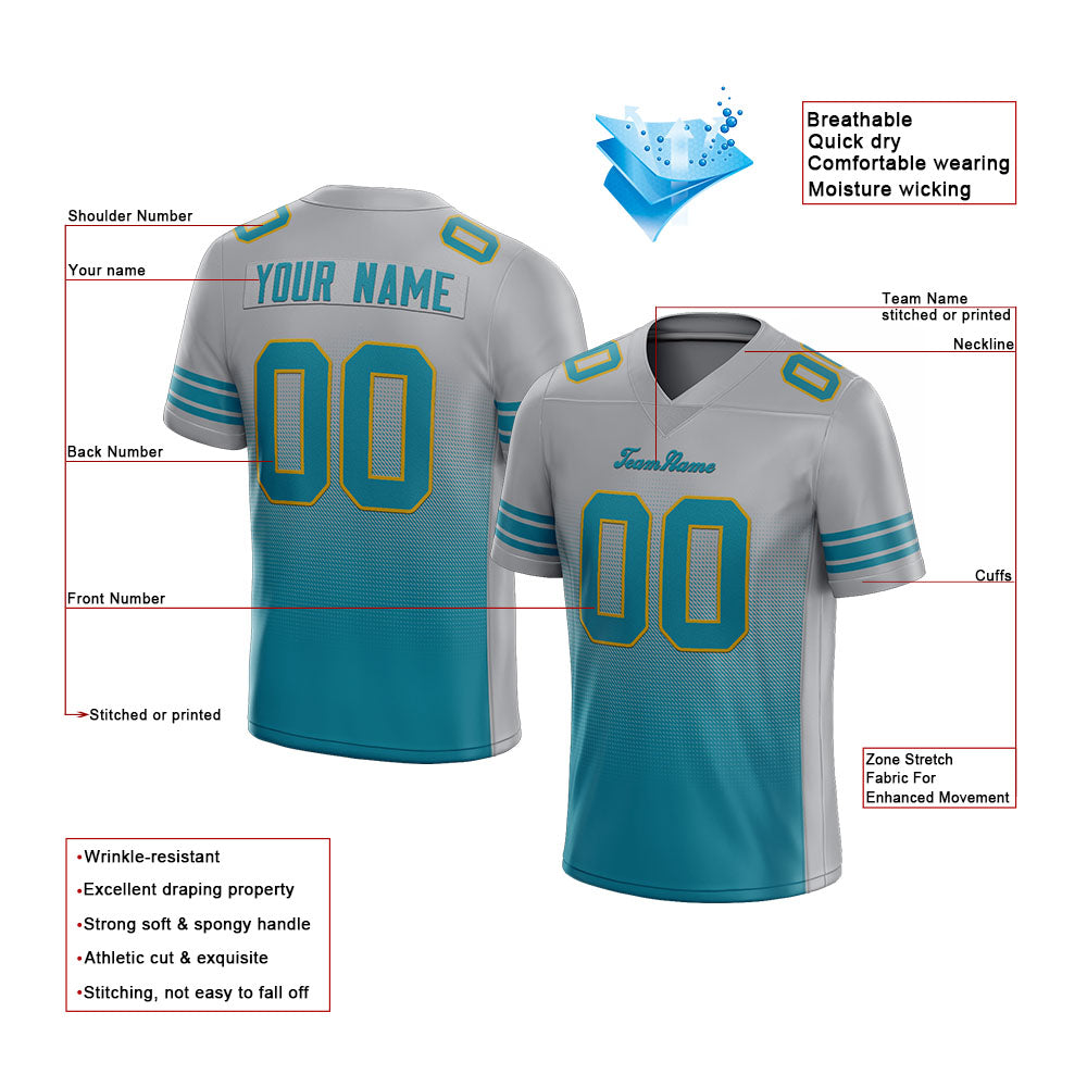 custom authentic drift fashion football jersey gray-teal