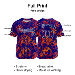 Camiseta de béisbol azul Redmidnight personalizada con nombre número y logotipo personalizados