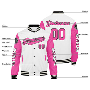 Chaquetas universitarias blancas y rosas personalizadas para hombres & mujeres y jóvenes & Chaquetas Letterman personalizadas