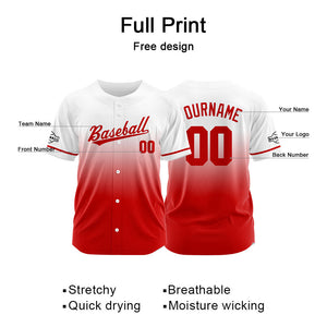 Camiseta de béisbol roja con dise?o personalizado estampado a todo color