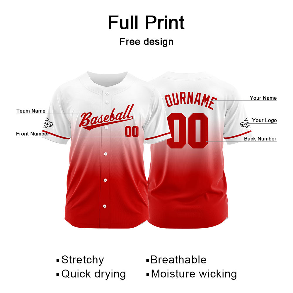 Camiseta de béisbol roja con dise?o personalizado estampado a todo color