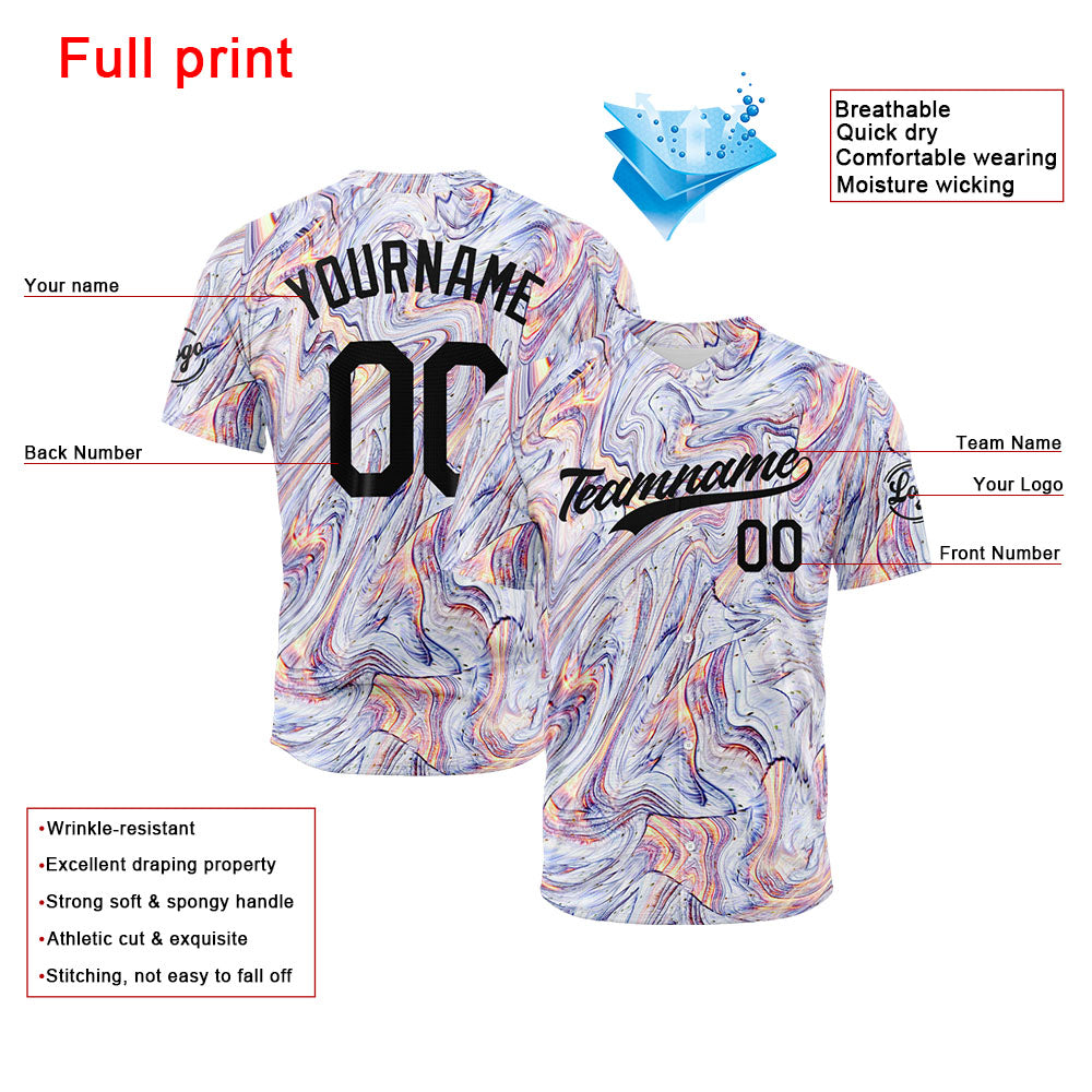 Camiseta de béisbol con dise?o personalizado estampado completo color blanco fluido