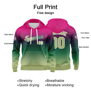Sudadera con capucha personalizada con degradado para hombre-mujer-niña o niño Estampa tu logotipo-nombre o número en color morado y verde