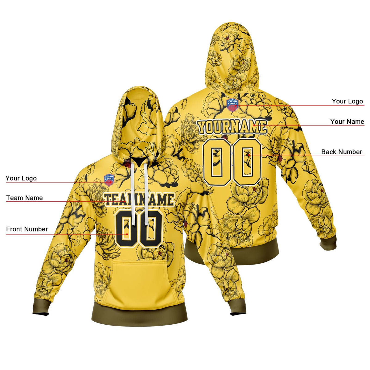 Sudadera con capucha degradada personalizada para hombre-mujer-niña o niño Imprime tu logotipo-nombre y número