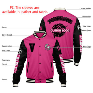 Chaquetas universitarias personalizadas en rosa y negro para hombres & mujeres y jóvenes & Chaquetas Letterman personalizadas