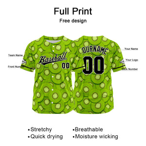 Camiseta de béisbol verde con dise?o personalizado estampado a todo color