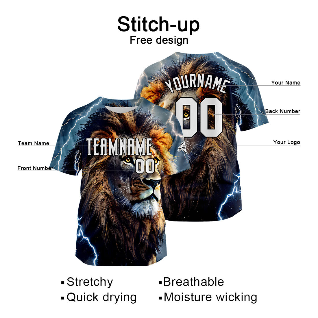 Uniformes de béisbol Lightning Lion personalizados de alta calidad para adultos y niños & optimizados para el rendimiento
